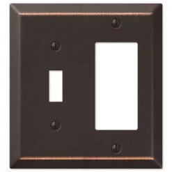 Metallic 2 Gang 1-Toggle and 1-Rocker Steel Wall Plate - Aged Bronze by AMERELLE