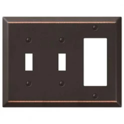 Metallic 3 Gang 2-Toggle and 1-Rocker Steel Wall Plate - Aged Bronze by AMERELLE