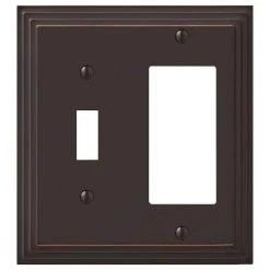 Tiered 2 Gang 1-Toggle and 1-Rocker Metal Wall Plate - Aged Bronze by AMERELLE