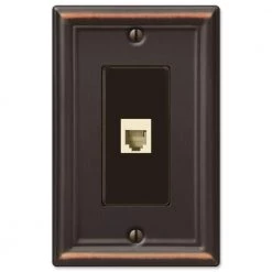 Ascher 1 Gang Phone Steel Wall Plate - Aged Bronze by AMERELLE