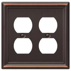 Ascher 2 Gang Duplex Steel Wall Plate - Aged Bronze by AMERELLE