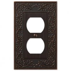 English Garden 1 Gang Duplex Metal Wall Plate - Aged Bronze by AMERELLE