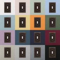 Filigree Aged Bronze 1-Gang Duplex Outlet Metal Wall Plate (4-Pack) by AMERELLE -AMERELLE Sales aged bronze amerelle outlet wall plates 65ddbx 66 1000