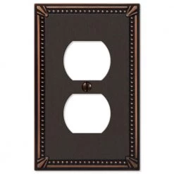Imperial Bead 1 Gang Duplex Metal Wall Plate - Aged Bronze by AMERELLE