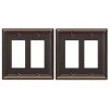 Ascher 2 Gang Rocker Steel Wall Plate - Aged Bronze (2-Pack) by AMERELLE