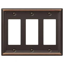 Ascher 3 Gang Rocker Steel Wall Plate - Aged Bronze by AMERELLE