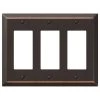 Metallic 3 Gang Rocker Steel Wall Plate - Aged Bronze by AMERELLE
