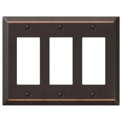 Metallic 3 Gang Rocker Steel Wall Plate - Aged Bronze by AMERELLE