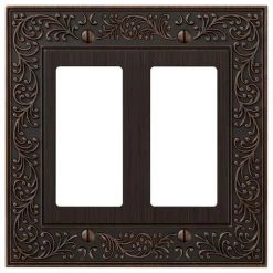 English Garden 2 Gang Rocker Metal Wall Plate - Aged Bronze by AMERELLE