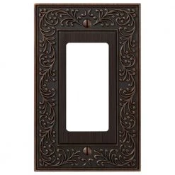 English Garden 1 Gang Rocker Metal Wall Plate - Aged Bronze by AMERELLE