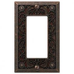 Filigree 1 Gang Rocker Metal Wall Plate - Aged Bronze by AMERELLE