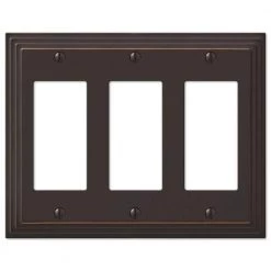 Tiered 3 Gang Rocker Metal Wall Plate - Aged Bronze by AMERELLE