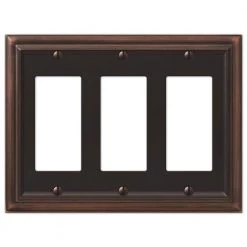 Continental 3 Gang Rocker Metal Wall Plate - Aged Bronze by AMERELLE