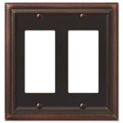 Continental 2 Gang Rocker Metal Wall Plate - Aged Bronze by AMERELLE