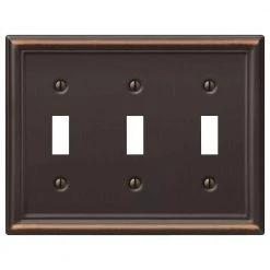 Ascher 3 Gang Toggle Steel Wall Plate - Aged Bronze by AMERELLE