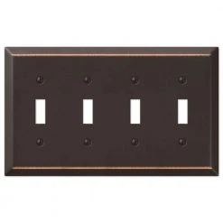 Metallic 4 Gang Toggle Steel Wall Plate - Aged Bronze by AMERELLE