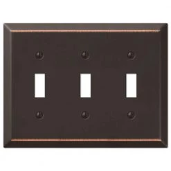 Metallic 3 Gang Toggle Steel Wall Plate - Aged Bronze by AMERELLE