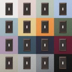 Metallic 3 Gang Toggle Steel Wall Plate - Aged Bronze by AMERELLE -AMERELLE Sales aged bronze amerelle toggle light switch plates 163tttdb 66 1000