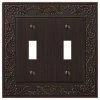 English Garden 2 Gang Toggle Metal Wall Plate - Aged Bronze by AMERELLE