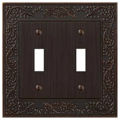 English Garden 2 Gang Toggle Metal Wall Plate - Aged Bronze by AMERELLE