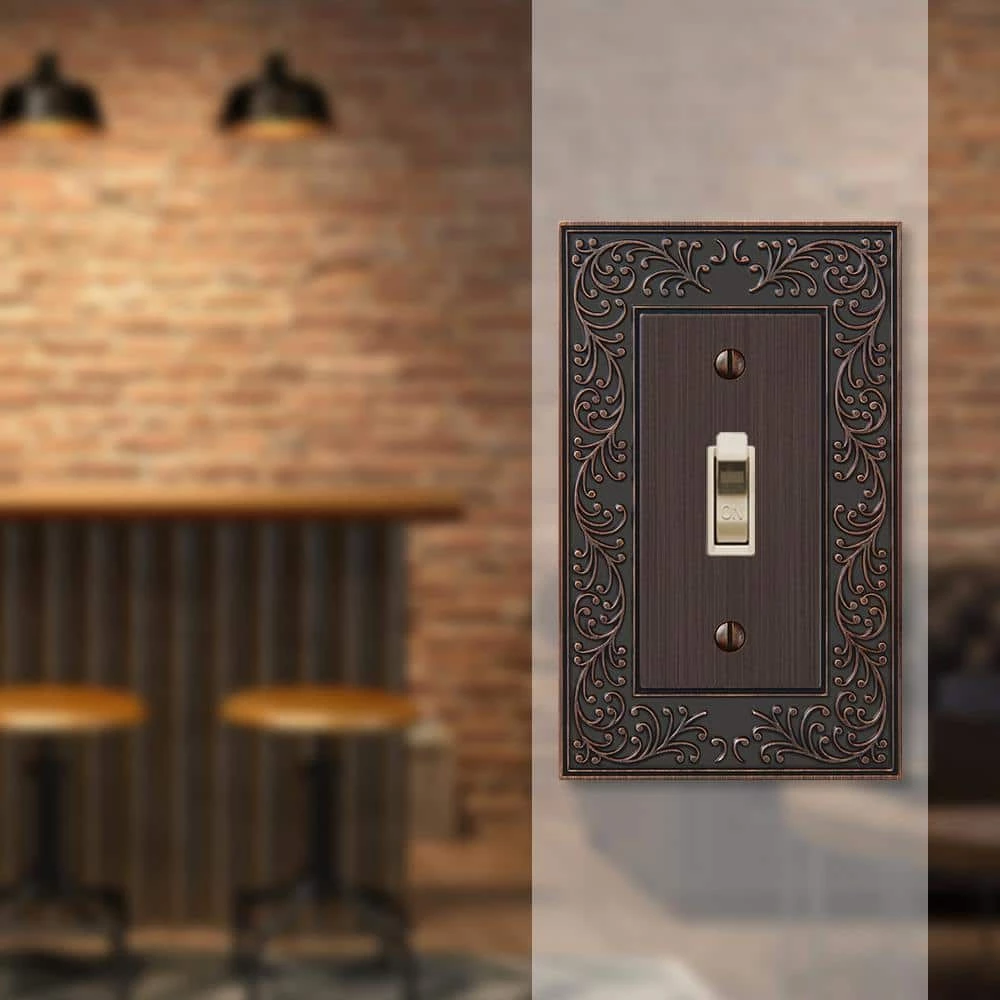 English Garden 1 Gang Toggle Metal Wall Plate - Aged Bronze by AMERELLE 2 English Garden 1 Gang Toggle Metal Wall Plate - Aged Bronze by AMERELLE - Image 2