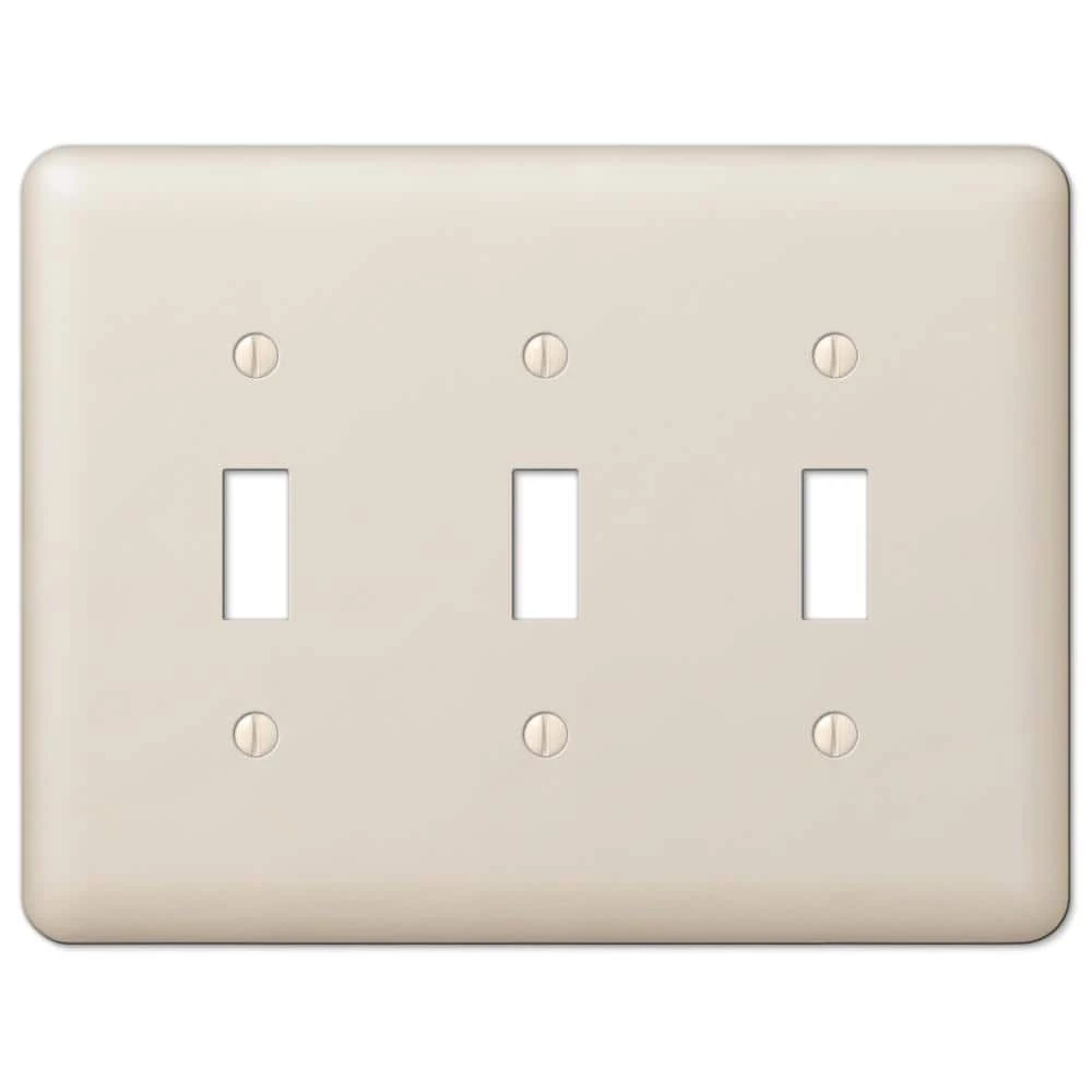 Declan 3 Gang Toggle Steel Wall Plate - Almond by AMERELLE 1 Declan 3 Gang Toggle Steel Wall Plate - Almond by AMERELLE