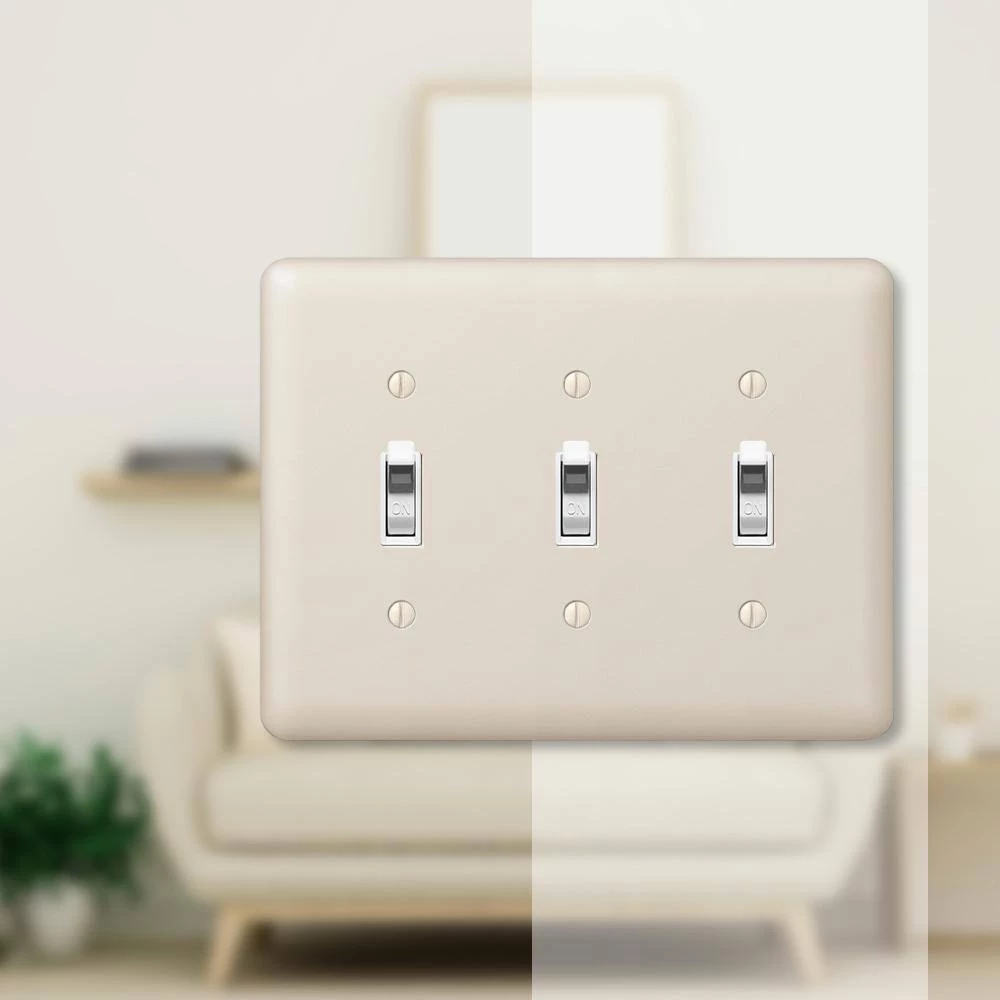 Declan 3 Gang Toggle Steel Wall Plate - Almond by AMERELLE 2 Declan 3 Gang Toggle Steel Wall Plate - Almond by AMERELLE - Image 2