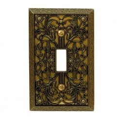 Filigree 1 Gang Toggle Metal Wall Plate - Antique Brass by AMERELLE