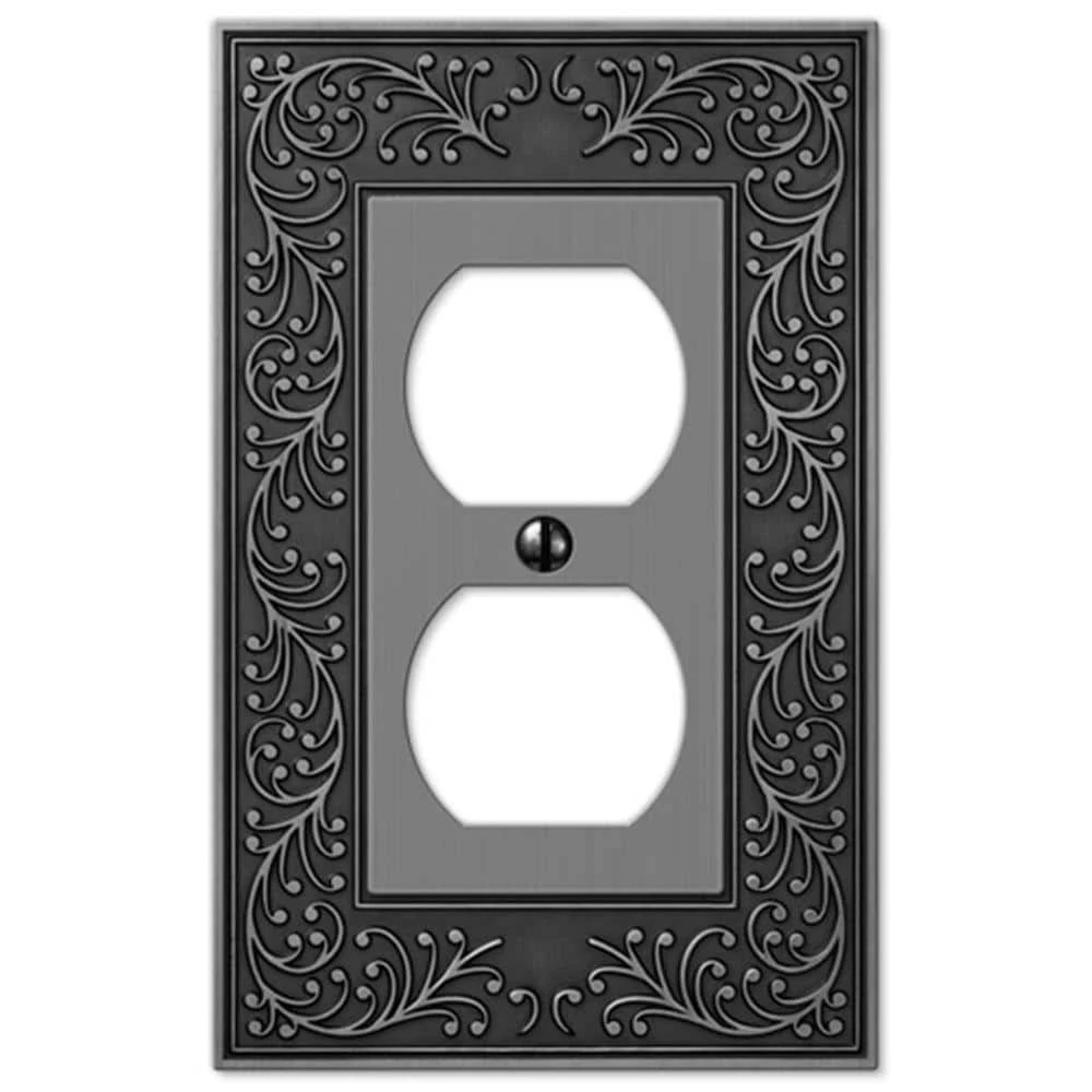English Garden 1 Gang Duplex Metal Wall Plate - Antique Nickel by AMERELLE 1 English Garden 1 Gang Duplex Metal Wall Plate - Antique Nickel by AMERELLE