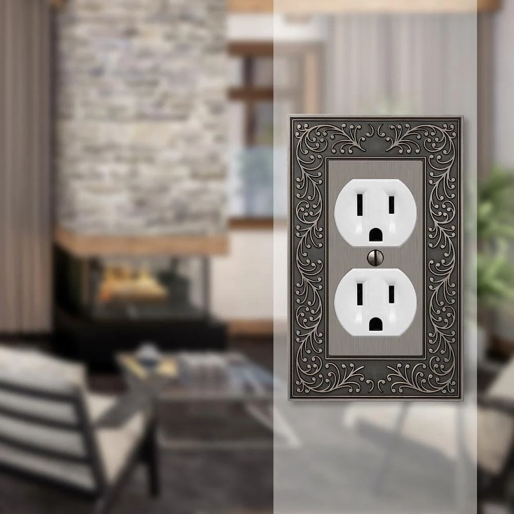 English Garden 1 Gang Duplex Metal Wall Plate - Antique Nickel by AMERELLE 2 English Garden 1 Gang Duplex Metal Wall Plate - Antique Nickel by AMERELLE - Image 2