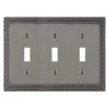 Amelia 3 Gang Toggle Metal Wall Plate - Antique Nickel by AMERELLE