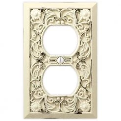 Filigree 1 Gang Duplex Metal Wall Plate - Antique White by AMERELLE