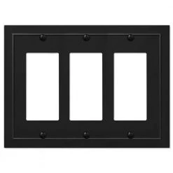 Bethany 3 Gang Rocker Metal Wall Plate - Black by AMERELLE