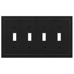 Bethany 4 Gang Toggle Metal Wall Plate - Black by AMERELLE
