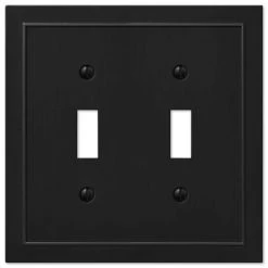 Bethany 2 Gang Toggle Metal Wall Plate - Black by AMERELLE