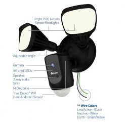 Outdoor Wi-Fi Cam with Motion Activated Floodlight, Black by Swann 10 Outdoor Wi-Fi Cam with Motion Activated Floodlight, Black by Swann -AMERELLE Sales black swann smart floodlights swwhd flocamb us c3 1000