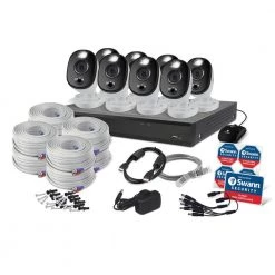 DVR-5580 16-Channel 4K 2TB Security Camera System with Eight 4K Wired Bullet Cameras by Swann -AMERELLE Sales black white swann smart security cameras swdvk 1655808wl us fa 1000