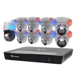 16-Channel 12MP 2TB NVR Security Camera System with 8 Wired Domes Cameras and 1 Wired PT Camera includes FREE Analytics by Swann