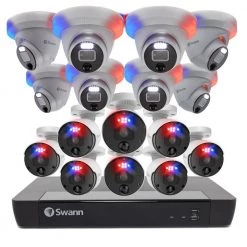 16-Channel 12MP MEGA UHD 4TB PoE Cat5 NVR Security Camera System with 8-Bullets and 8-Domes with Advanced Analytics by Swann