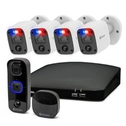 New Home Security Kit Enforcer 4-Channel, 4-Bullet 4K UHD 1TB DVR Camera System with Video Doorbell and Chime by Swann