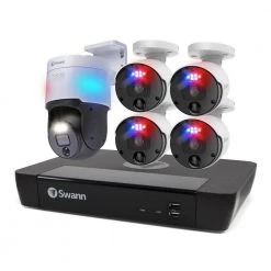 8-Channel 4K 2TB NVR Security Camera System with 4 Wired Bullet Cameras and 1 Wired PT Camera and FREE Analytics by Swann