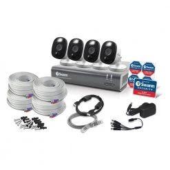 DVR-4580 4-Channel 1080p 1TB DVR Security Camera System with Four 1080p Wired Bullet Cameras by Swann -AMERELLE Sales black white swann wired security camera systems swdvk 445804wl us 4f 1000