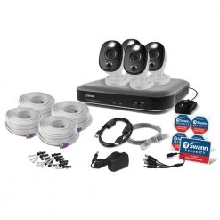 DVR-5580 4-Channel 4K UHD 1TB DVR Security Camera System with Four 4K Wired Bullet Cameras by Swann -AMERELLE Sales black white swann wired security camera systems swdvk 455804wl us fa 1000