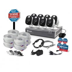 8-Channel 1080p 1TB DVR Security Camera System with 8 Wired Dome Cameras by Swann -AMERELLE Sales black white swann wired security camera systems swdvk 84580v8d fa 1000