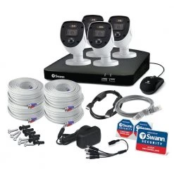 8-Channel 1080p 1TB Surveillance Camera System with 4 Wired Bullet Enforcer Cameras by Swann -AMERELLE Sales black white swann wired security camera systems swdvk 846804sl c3 1000