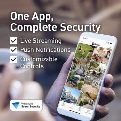 8-Channel 4K UHD 2TB DVR Security Camera System with 4 Wired Enforcer Dome Cameras by Swann -AMERELLE Sales black white swann wired security camera systems swdvk 856804de 44 1000