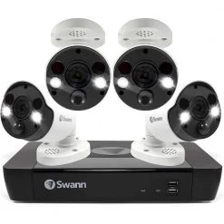 8-Channel 2TB NVR with 4 PoE Cat5 4K UHD Cameras with Free Face Detection by Swann
