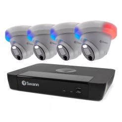 8-Channel 4K 2TB NVR Security Camera System with 4 PoE Pro Enforcer Advanced Analytics Dome Cameras and Loud Siren by Swann