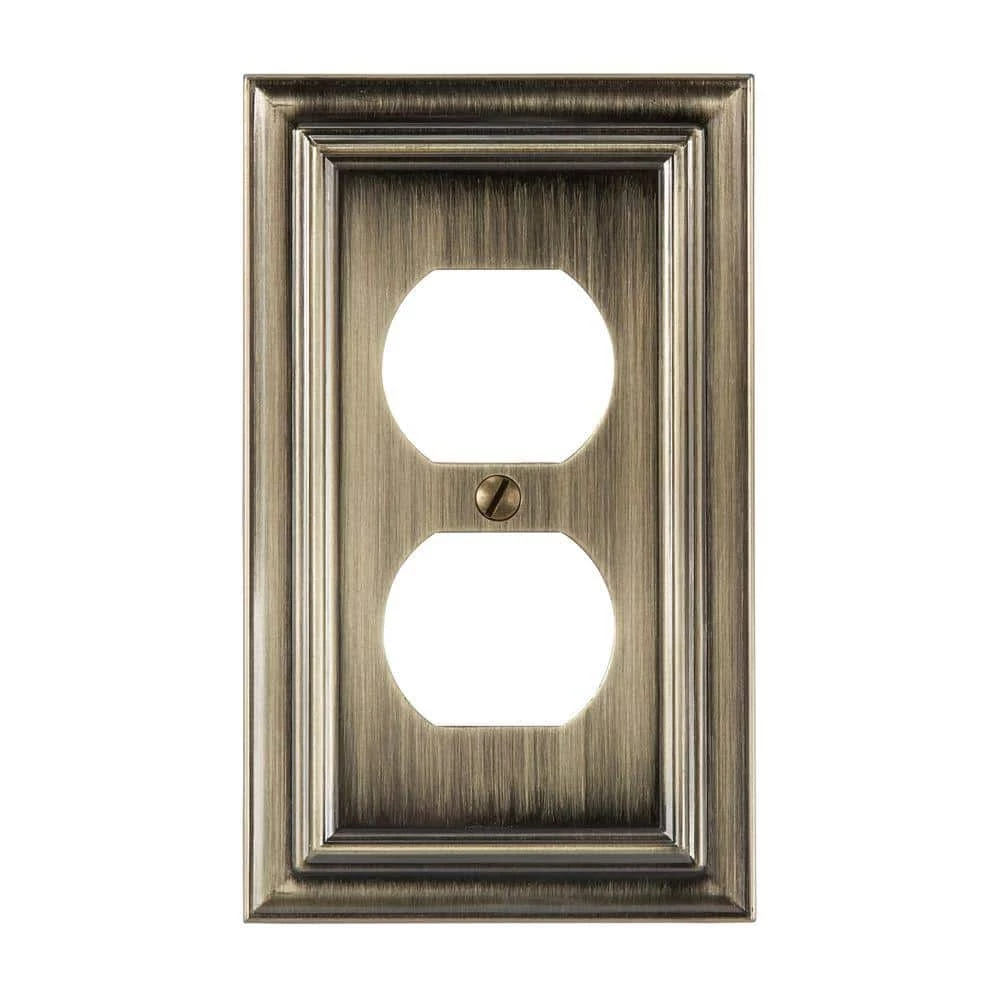 Continental 1 Gang Duplex Metal Wall Plate - Brushed Brass by AMERELLE 1 Continental 1 Gang Duplex Metal Wall Plate - Brushed Brass by AMERELLE