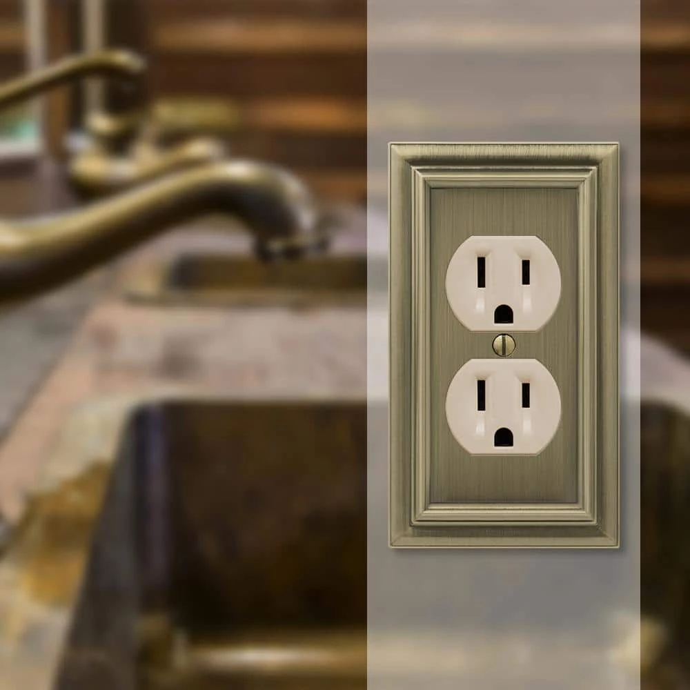 Continental 1 Gang Duplex Metal Wall Plate - Brushed Brass by AMERELLE 2 Continental 1 Gang Duplex Metal Wall Plate - Brushed Brass by AMERELLE - Image 2